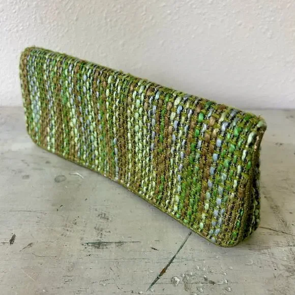 Shiraleah clutch hand bag green tweed fabric satin liner retro office siren - Picture 6 of 11